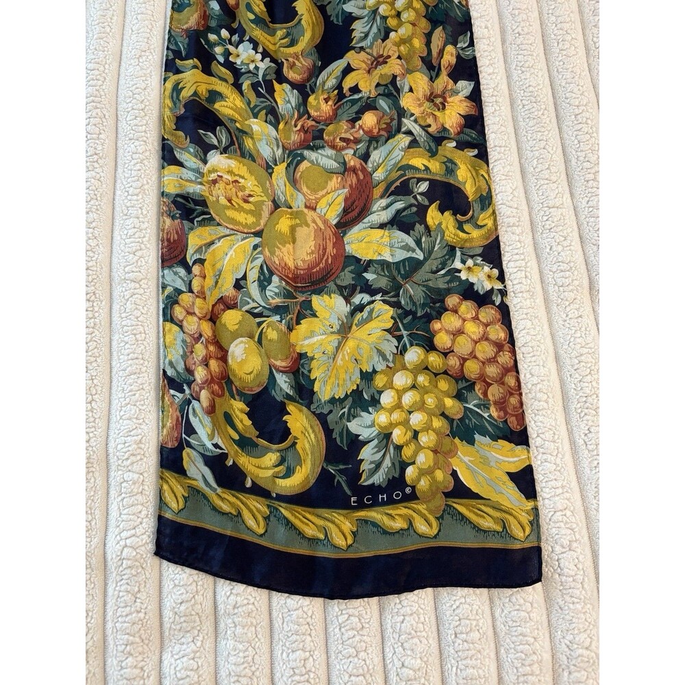 Vintage Echo Women’s Wine Autumn Fruit Leaf 100% silk Scarf Thanksgiving